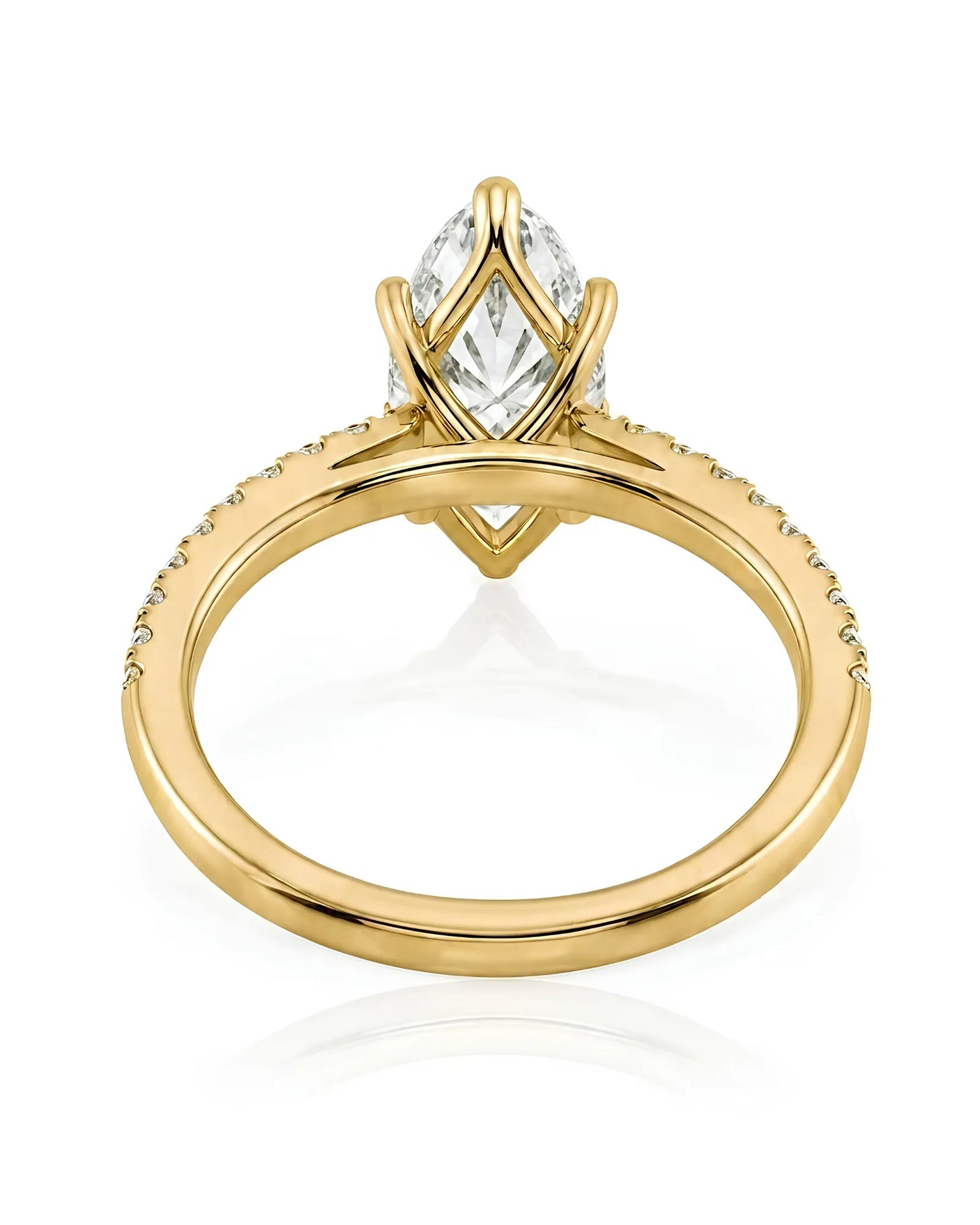Cortège Blanc – Natural Marquise-Cut Diamond Pavé Engagement Ring