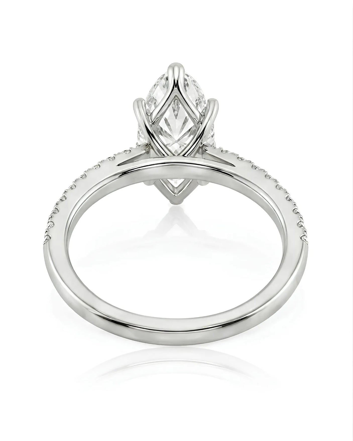 Cortège Blanc – Natural Marquise-Cut Diamond Pavé Engagement Ring