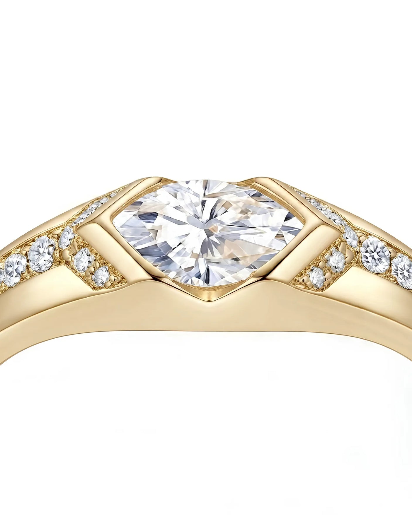 Celestial Marvel – Natural Marquise-Cut Diamond Bezel Engagement Ring