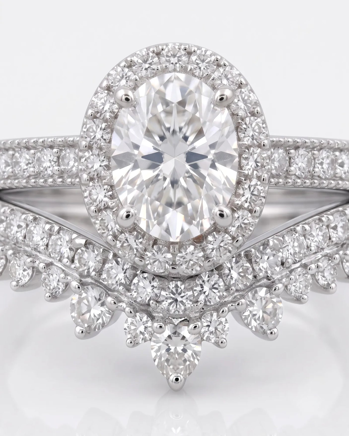 Oval Moissanite Engagement Ring in White Gold