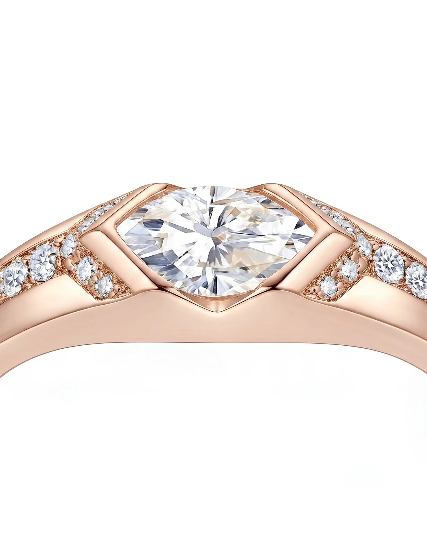 Celestial Marvel – Natural Marquise-Cut Diamond Bezel Engagement Ring