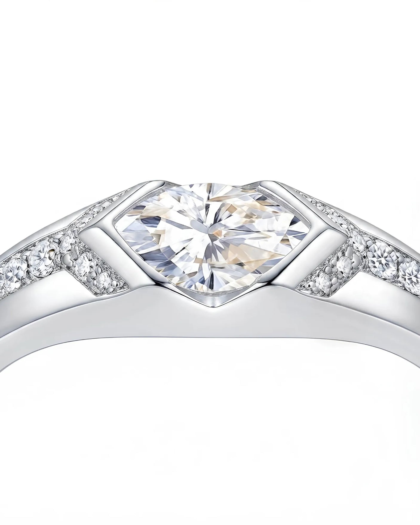 Celestial Marvel – Natural Marquise-Cut Diamond Bezel Engagement Ring