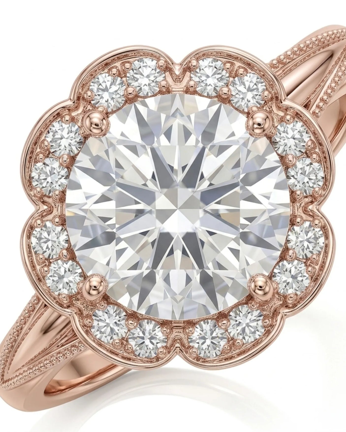 Tara – Aurora Dream Natural Round Diamond Floral Halo Ring