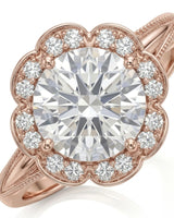 Tara – Aurora Dream Natural Round Diamond Floral Halo Ring