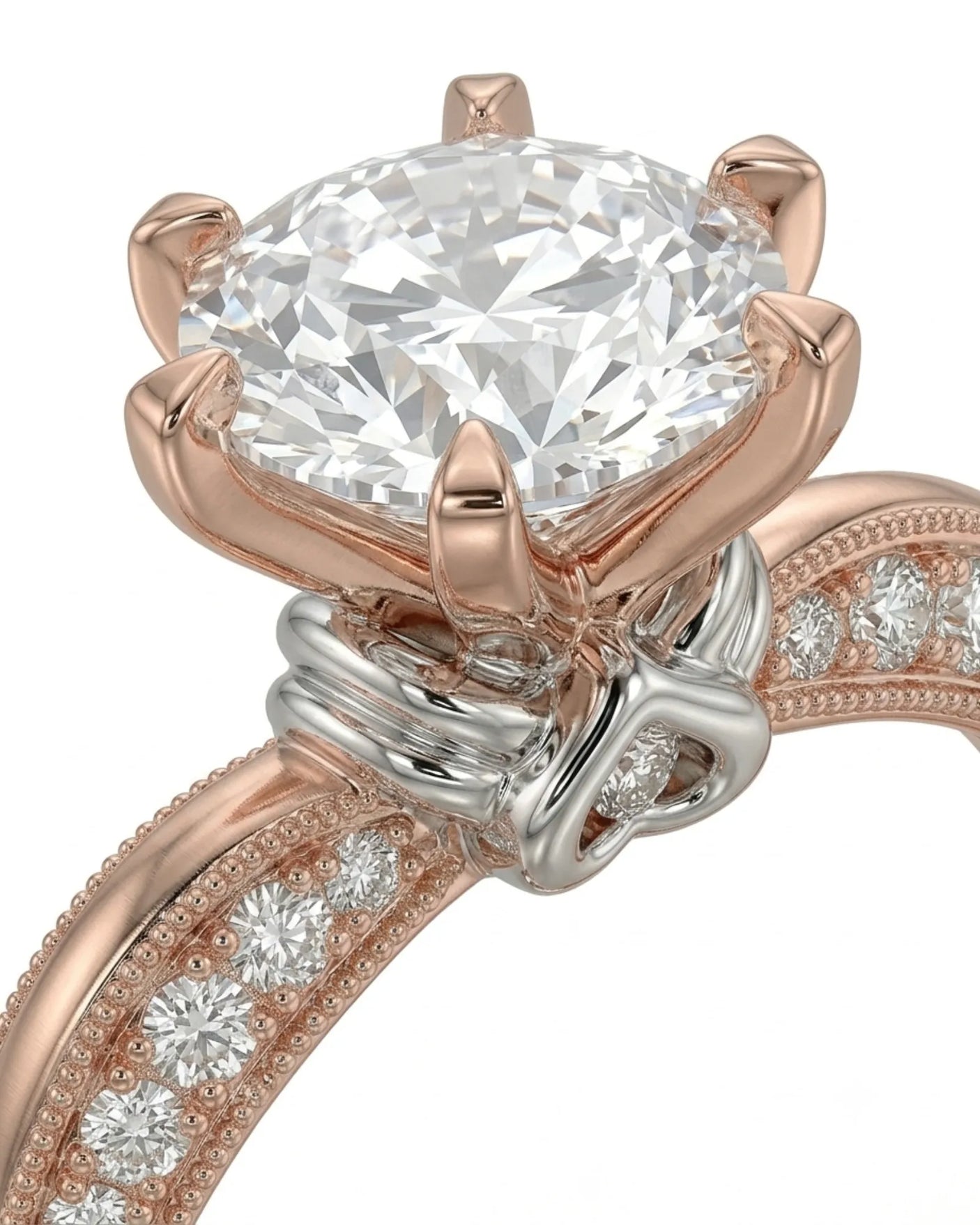 Kirina – Brilliant Bliss Natural Round Diamond Two-Tone Engagement Ring