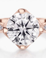 Cece • Vintage Inspired Round Moissanite Ring in White Gold