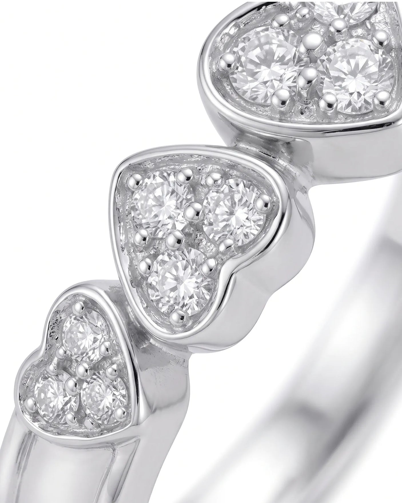 Five Heart Diamond Eternity Wedding Bands — Platinum — Macro