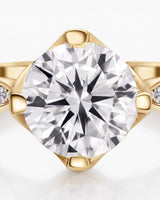 Cece • Vintage Inspired Round Moissanite Ring in White Gold