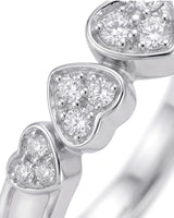 Five Heart Diamond Eternity Wedding Bands — 18K & 14K White Gold — Macro