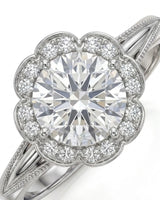 Tara – Aurora Dream Natural Round Diamond Floral Halo Ring