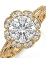 Tara – Aurora Dream Natural Round Diamond Floral Halo Ring