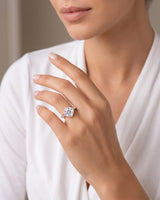 Cece • Vintage Inspired Round Moissanite Ring in White Gold