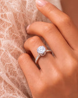 Elina • Round Moissanite Engagement Ring in White Gold