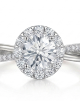 Elani – Natural Round Diamond Halo Split-Shank Ring