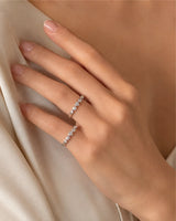 Five Heart Diamond Eternity Wedding Bands — Platinum — On Model