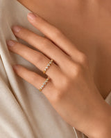 Five Heart Diamond Eternity Wedding Bands — 18K & 14K Yellow Gold — On Model