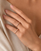 Five Heart Diamond Eternity Wedding Bands — 18K & 14K Rose Gold — On Model