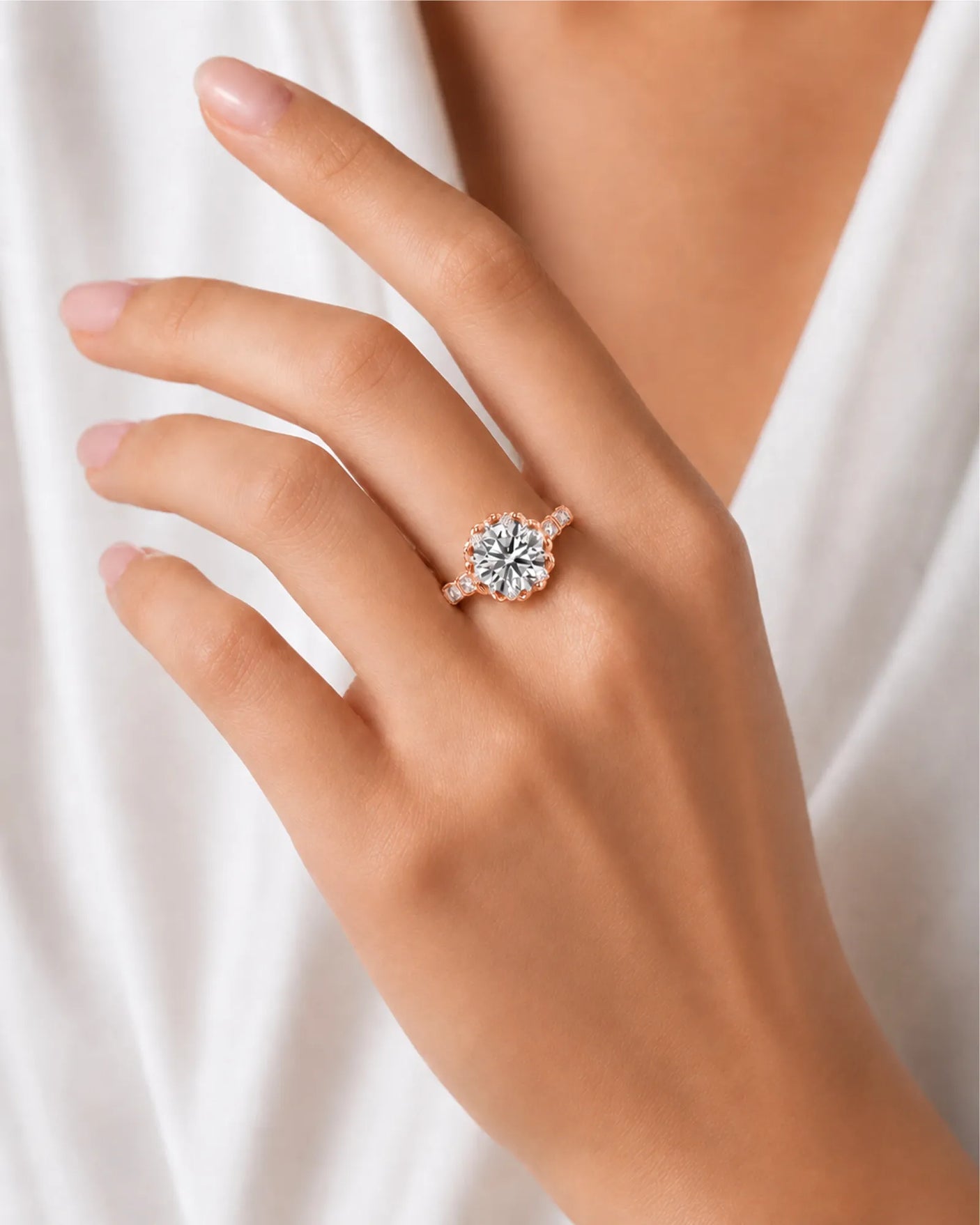 Suki – Timeless Spark Natural Round Diamond Vintage Halo Ring