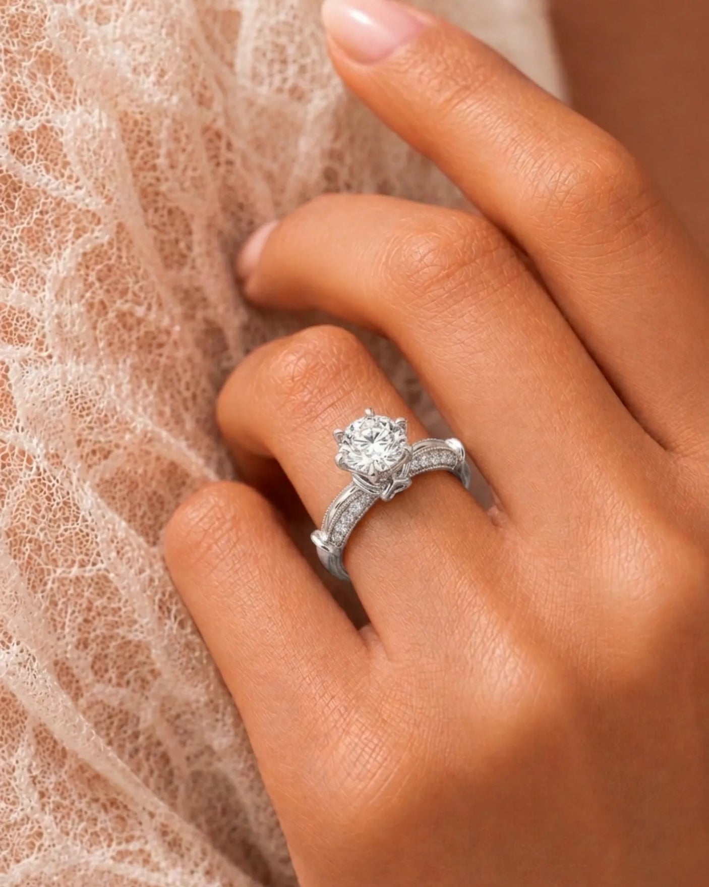 Kirina – Brilliant Bliss Natural Round Diamond Two-Tone Engagement Ring
