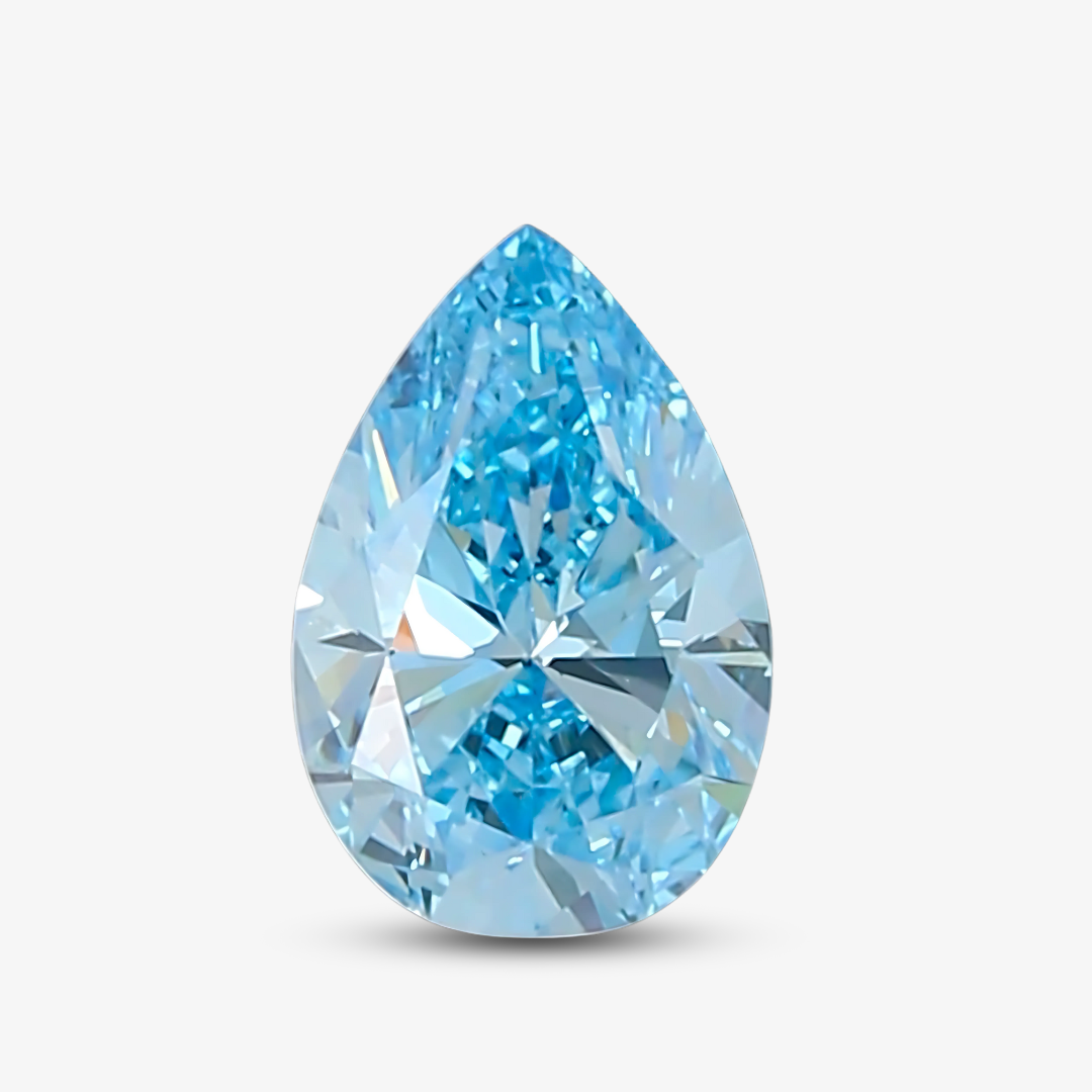 1 ct Pear Cut Aqua Blue Natural Diamond | Treated | VS1 Clarity