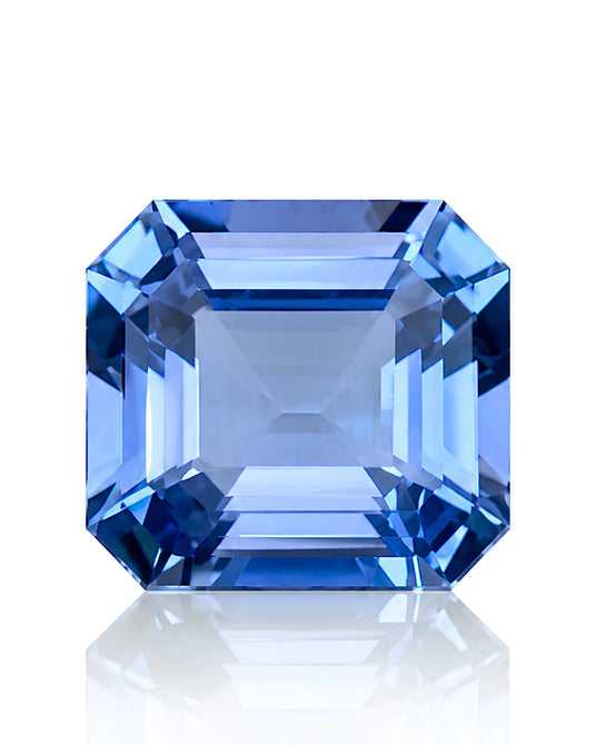 1.00ct Natural Devil Blue Aquamarine emerald cut front view | SARATTI