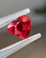 Natural 1.02 CTS Mozambique Pigeon's Blood Ruby heart gemstone shown from an alternate angle | SARATTI