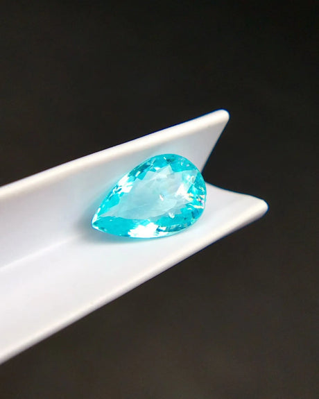1.02ct Natural Neon Blue Paraiba-Type Tourmaline pear main view | SARATTI