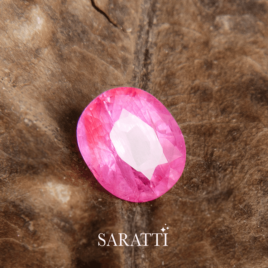 1.06 carats Genuine Padparadscha Sapphire Gemstone in Oval Shape - SARATTI 