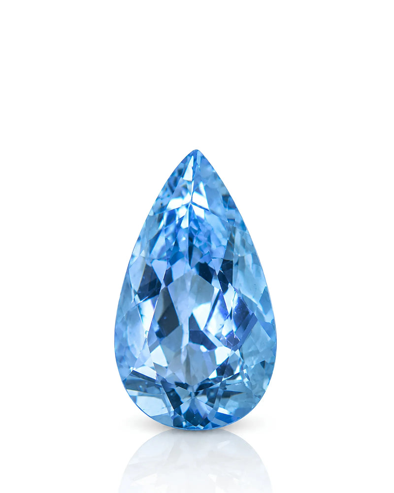 1.06ct Natural Santa Maria Aquamarine pear front view | SARATTI