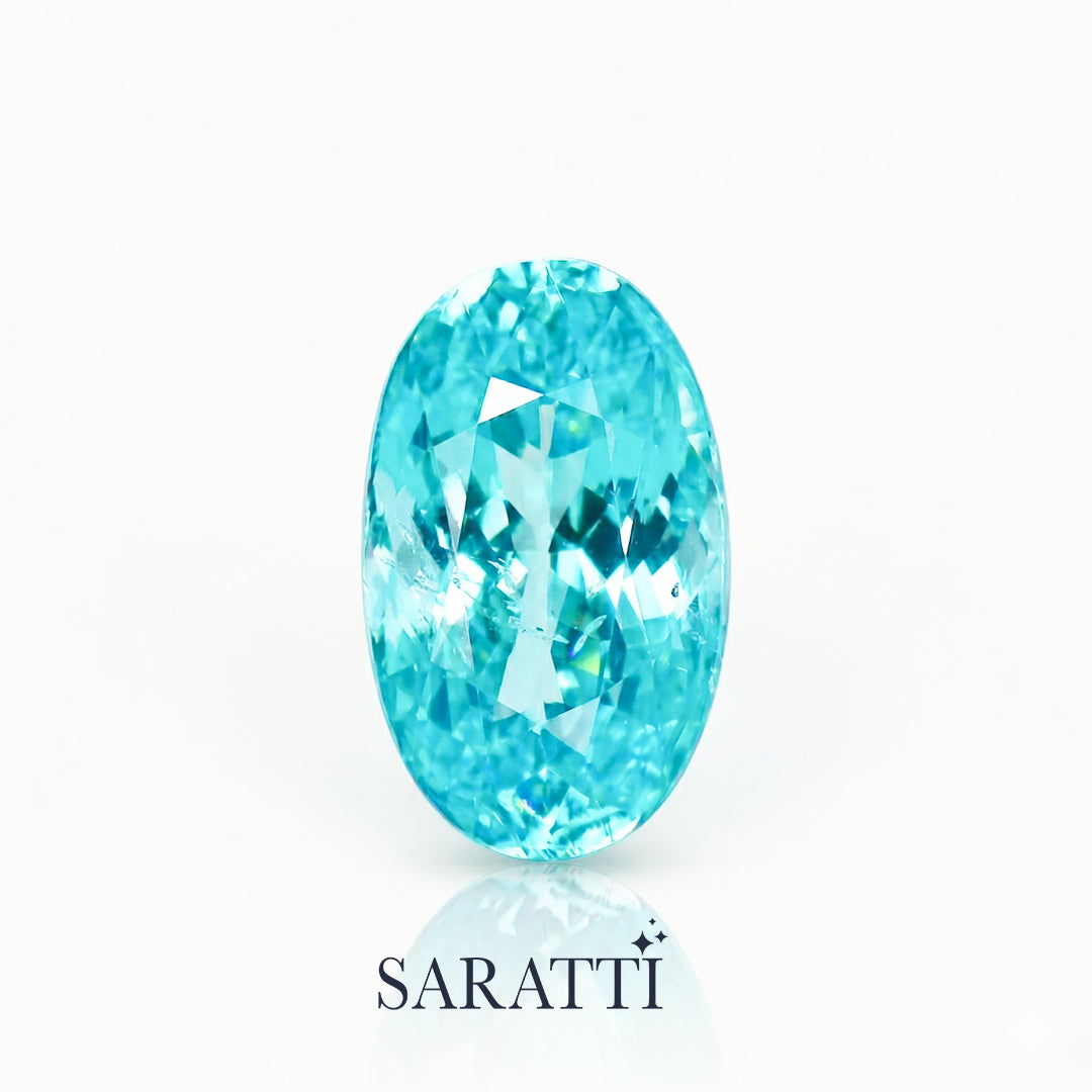 1.11ct neon blue paraiba type tourmaline loose gemstone clean background | SARATTI