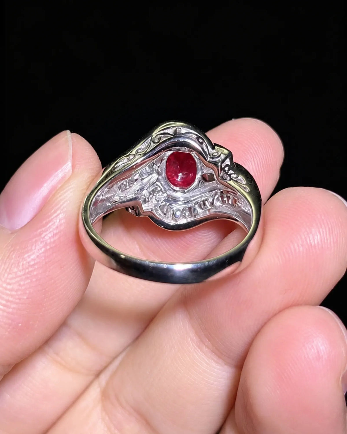 1.12ct ruby ring with 0.83ct baguette diamond accents crafted in platinum - SARATTI