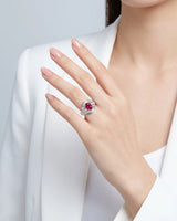 1.12ct ruby ring with 0.83ct baguette diamond accents crafted in platinum | SARATTI