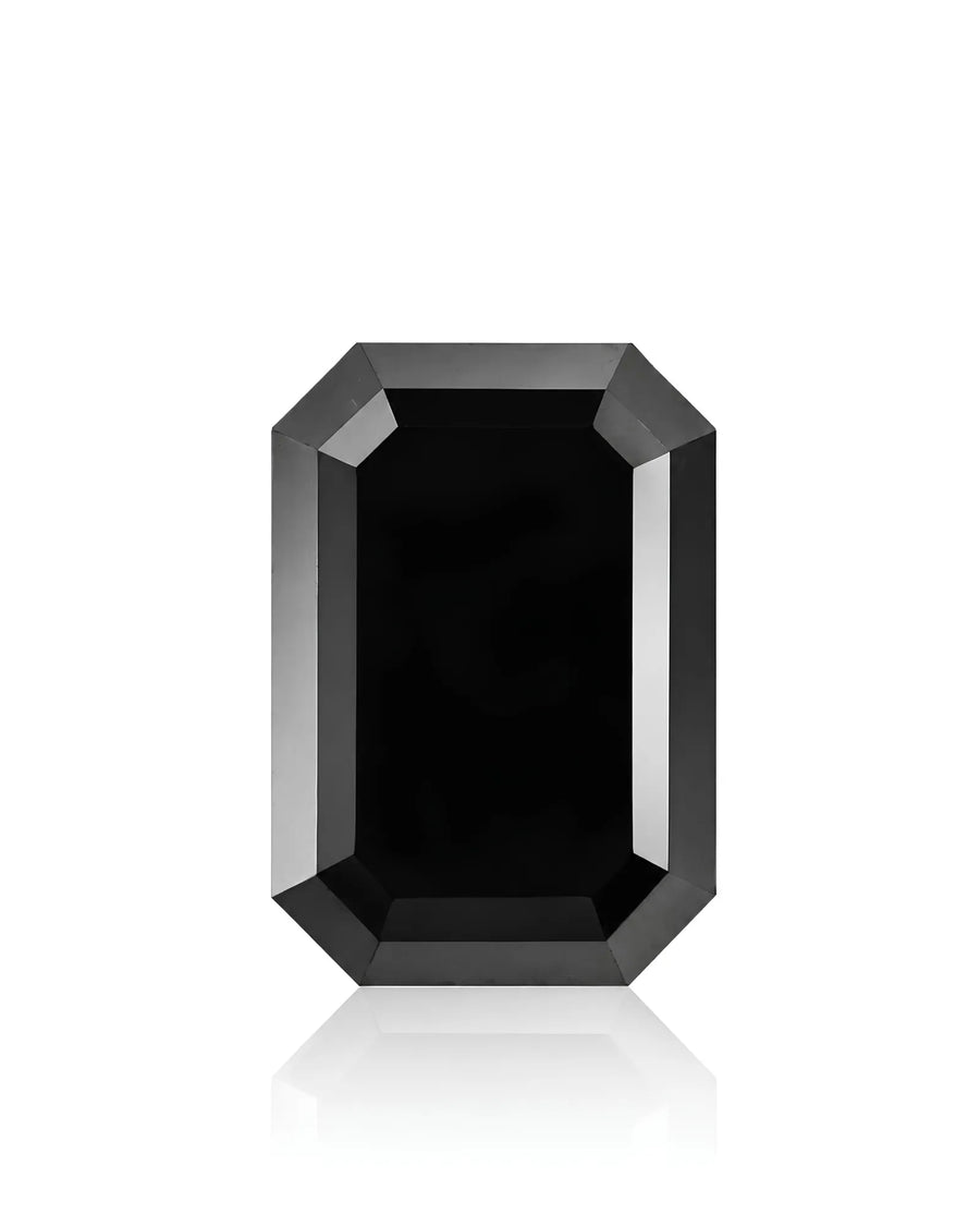 1.21ct Natural Black Diamond emerald front view | SARATTI