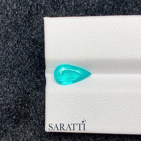 1.21ct Neon Blue Tourmaline Pear Shape AIGS Certified