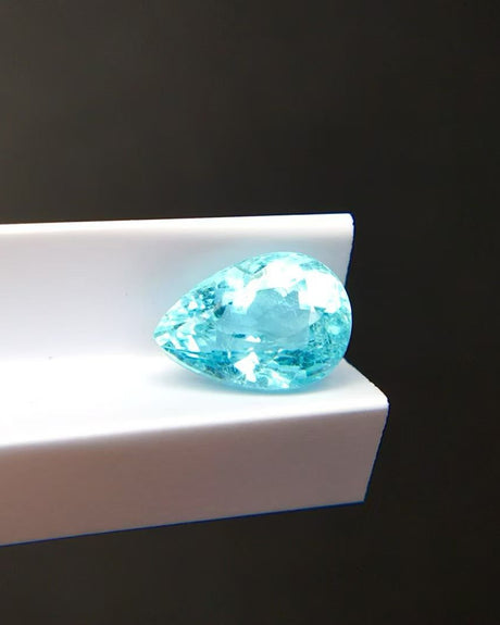 1.22ct natural Paraiba tourmaline pear cut neon blue | SARATTI