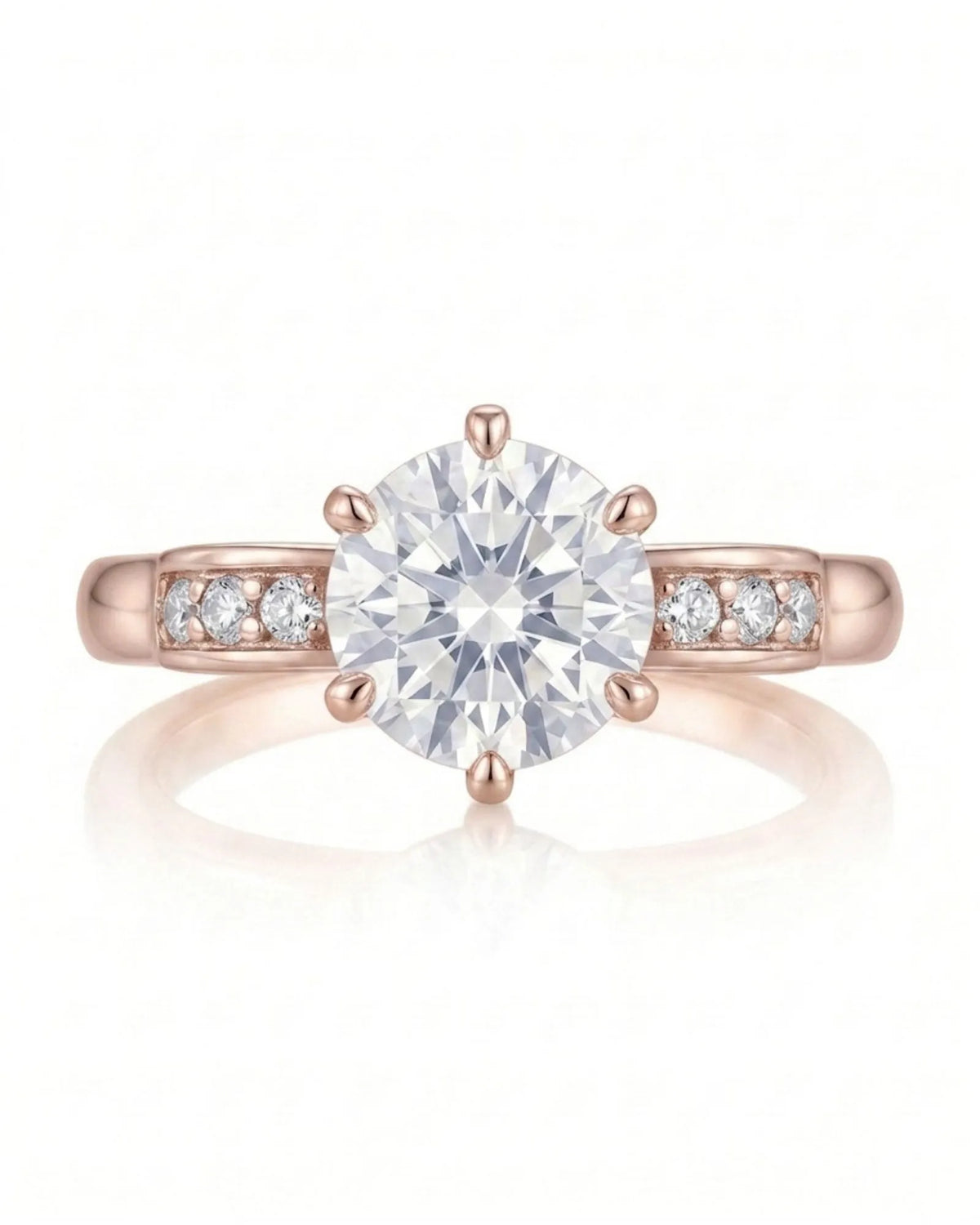 1.25 carat GIA-certified natural round diamond ring front view in 18K rose gold | SARATTI