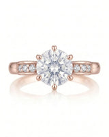 1.25 carat GIA-certified natural round diamond ring front view in 18K rose gold | SARATTI