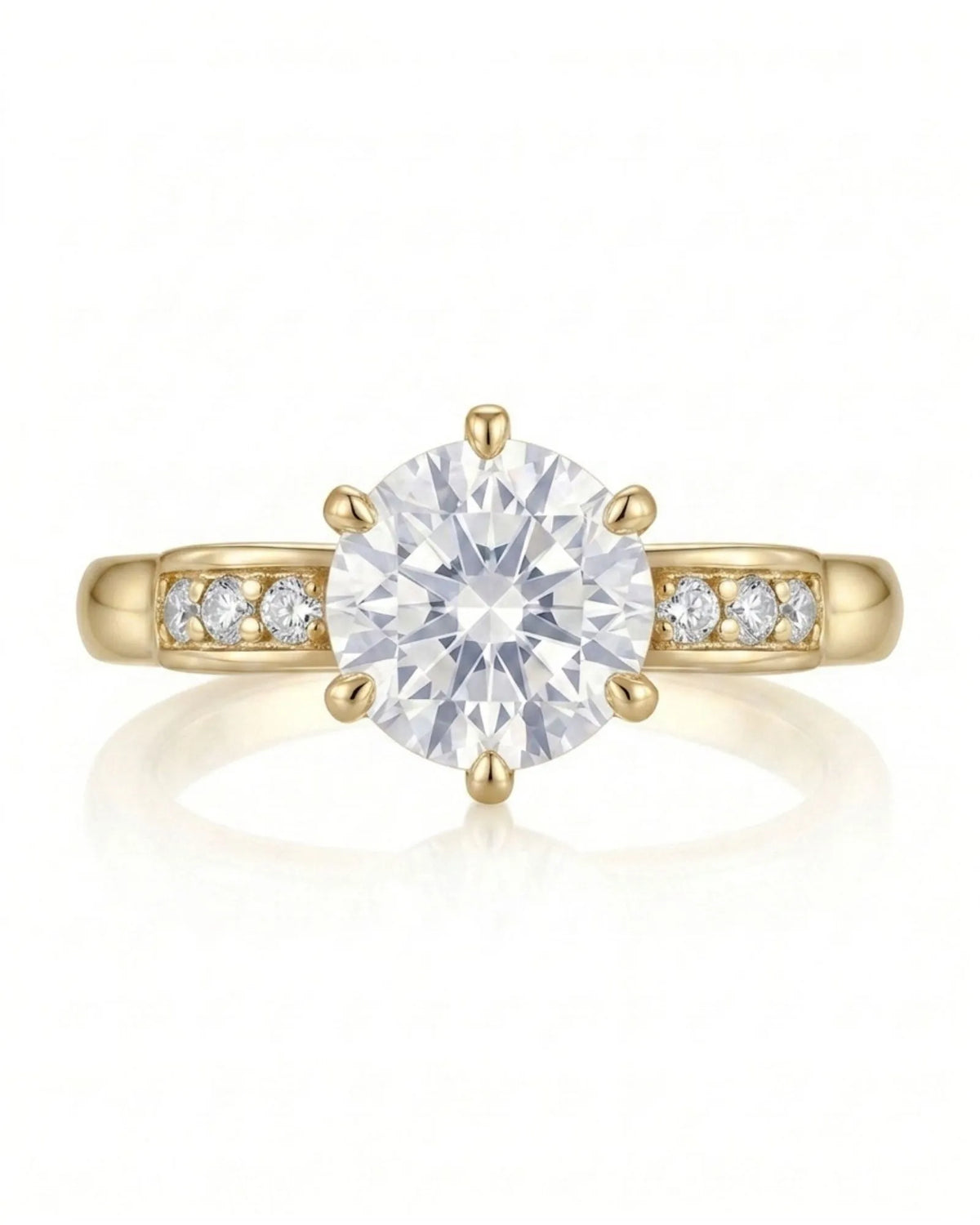 1.25 carat GIA-certified natural round diamond ring front view in 18K yellow gold | SARATTI