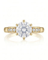 1.25 carat GIA-certified natural round diamond ring front view in 18K yellow gold | SARATTI