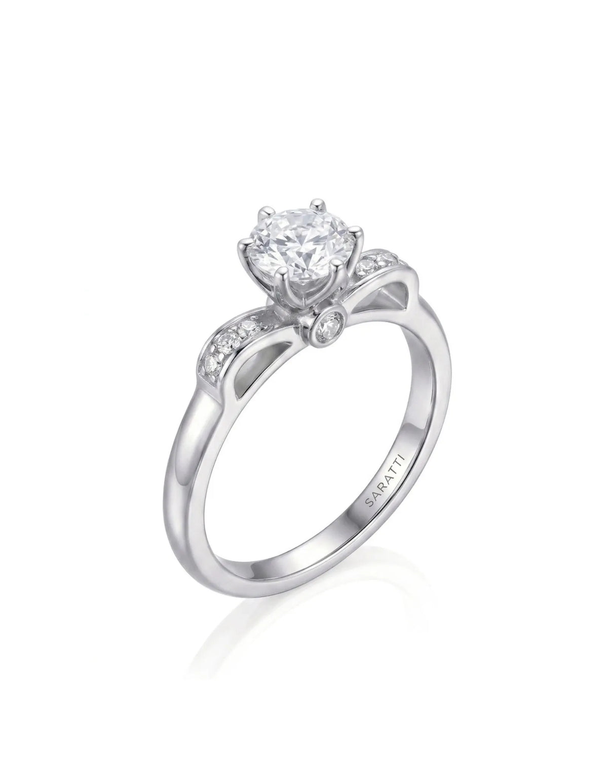 1.25 carat natural round diamond engagement ring 45-degree view in platinum | SARATTI