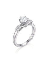 1.25 carat natural round diamond engagement ring 45-degree view in platinum | SARATTI