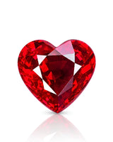 1.28 CTS Natural Mozambique vivid red Ruby heart-cut main view showing mixed brilliant and step faceting | SARATTI