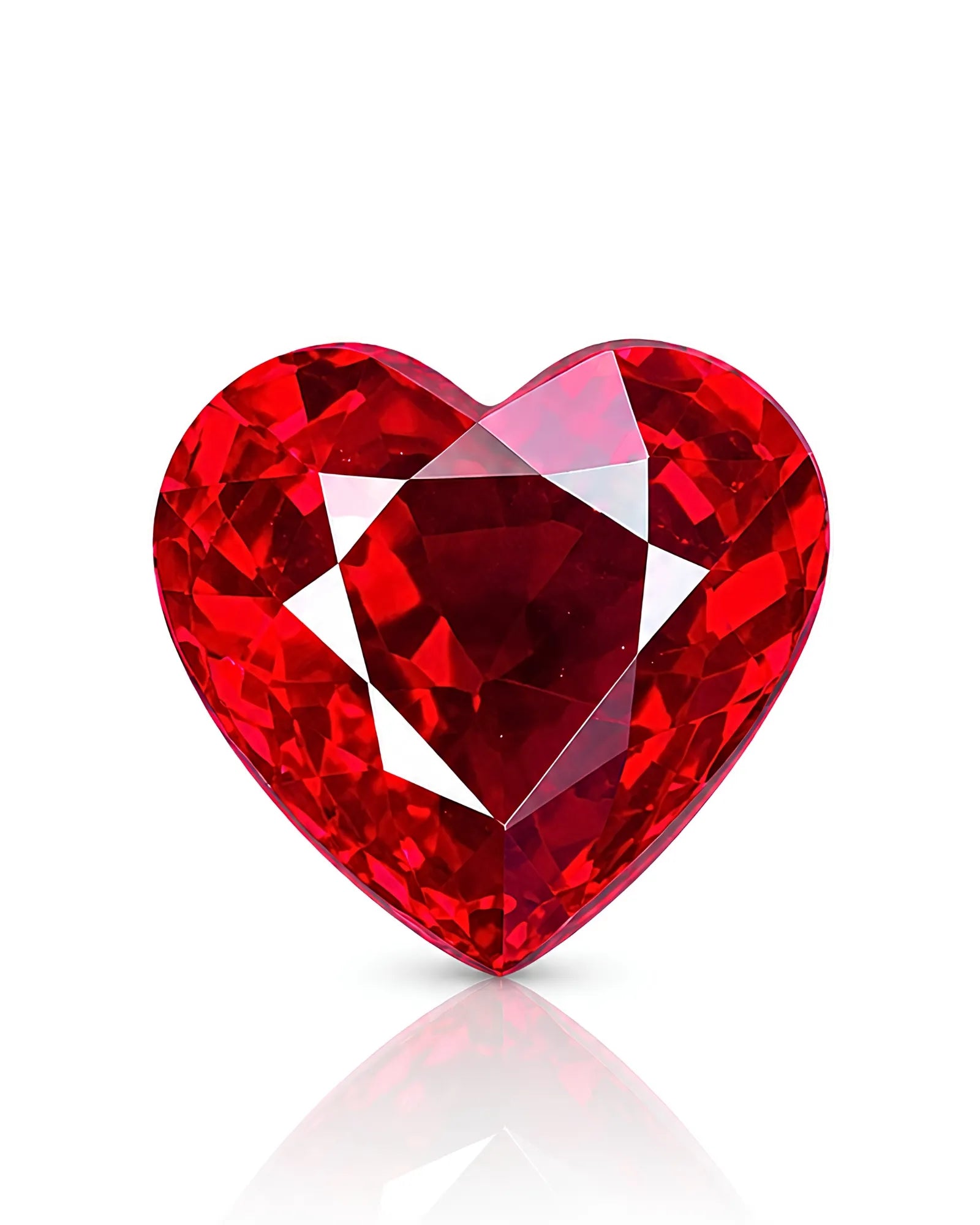 1.28 CTS Natural Mozambique vivid red Ruby heart-cut main view showing mixed brilliant and step faceting | SARATTI
