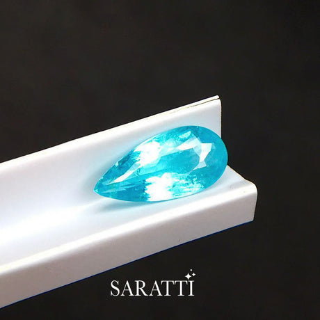 1.29 Carat Pear Shape Neon Blue Tourmaline Gemstone