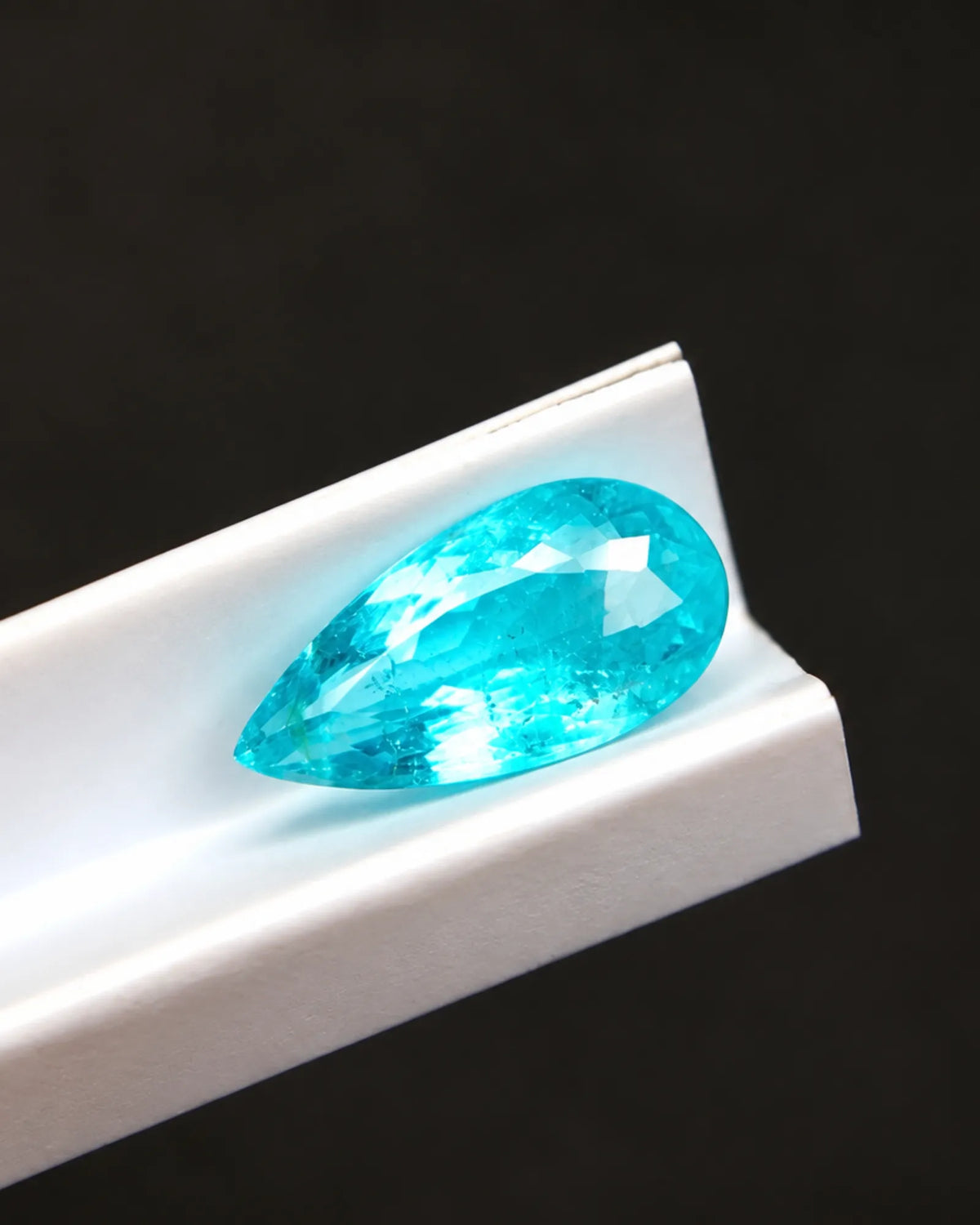 1.29ct Natural Blue Tourmaline pear faceted gemstone detailed view | SARATTI