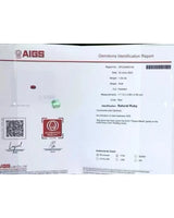 1. AIGS certificate for 1.32 CTS Natural Ruby recording Pigeon Blood grade and no indication of heat treatment | SARATTI