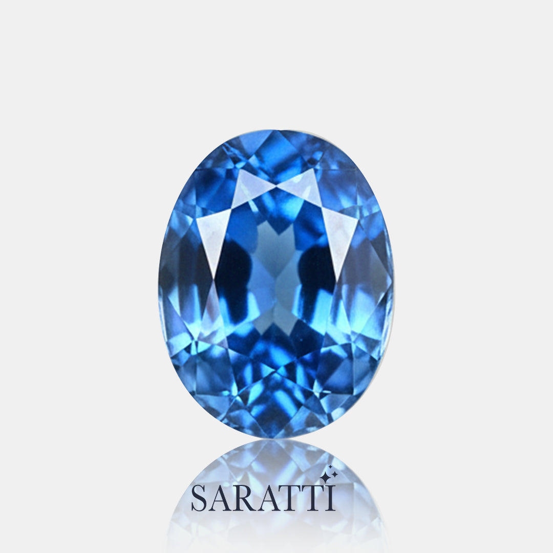 1.52 carats Natural Cornflower Blue Sapphire Gemstone – Oval Shape | SARATTI Certified