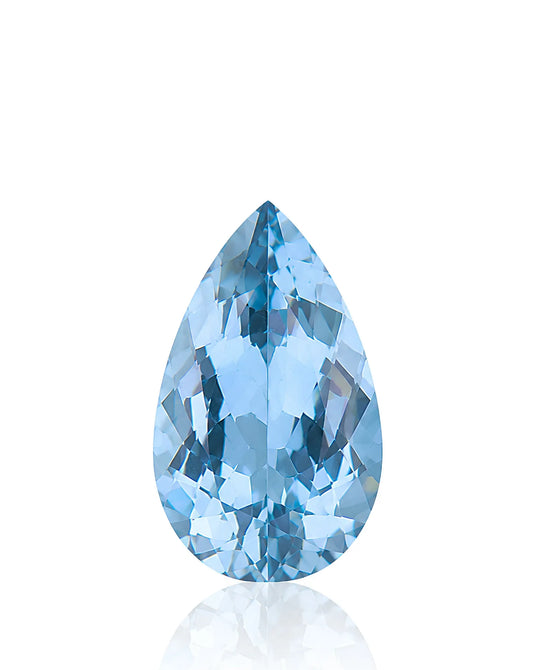 1.57ct Natural Santa Maria Aquamarine pear front view | SARATTI