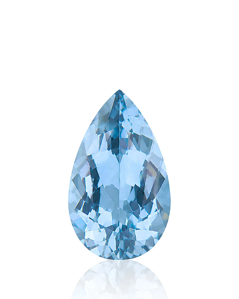 1.57ct Natural Santa Maria Aquamarine pear front view | SARATTI