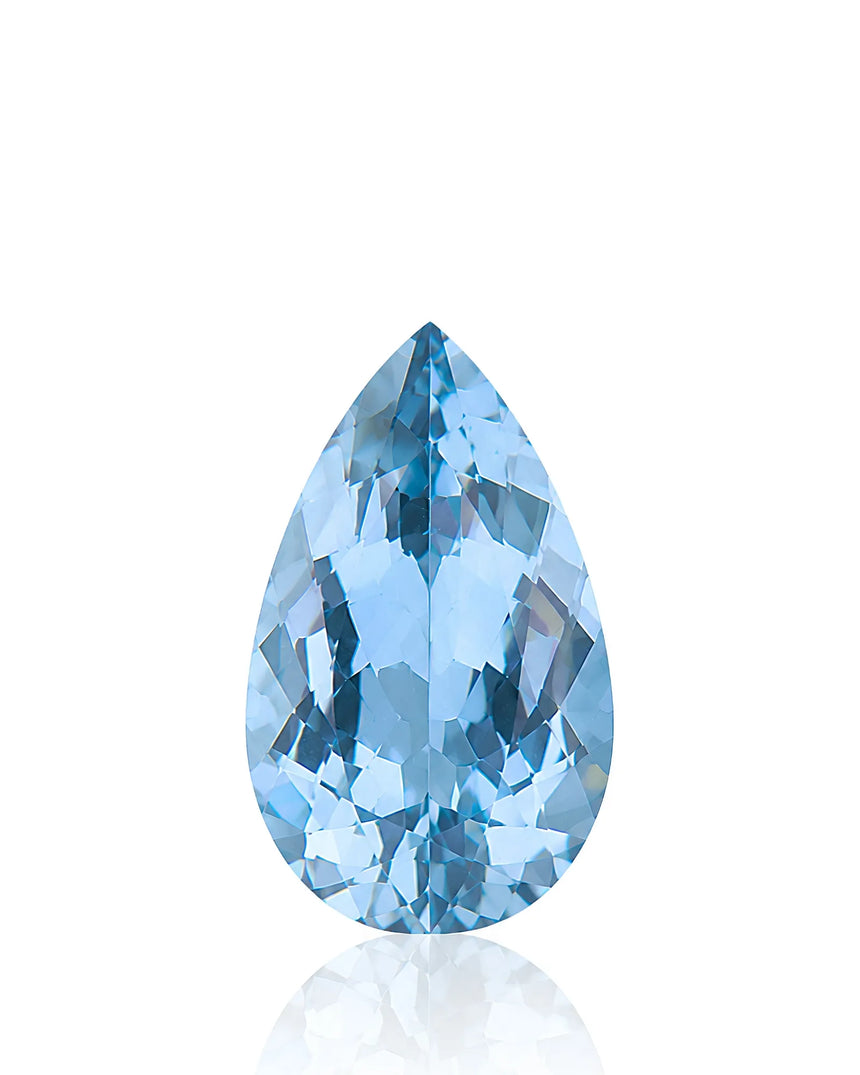 1.57ct Natural Santa Maria Aquamarine pear front view | SARATTI